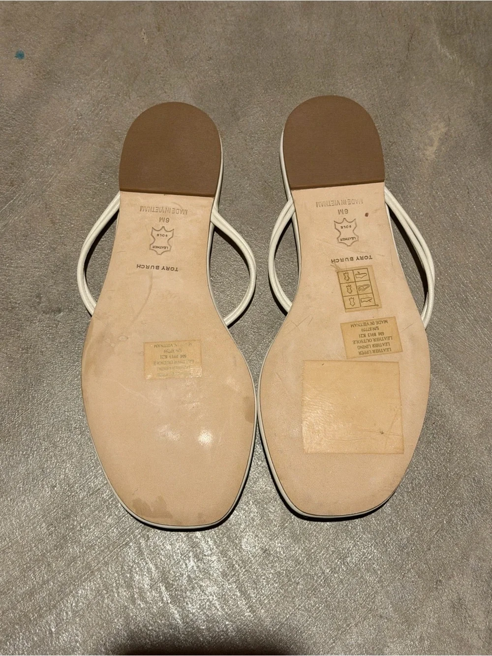 Tory Burch Patos White Leather Sandals with Gold Disc